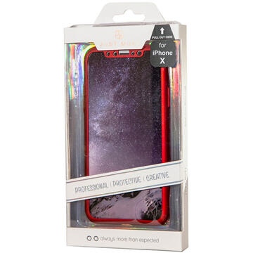 Husa Just Must Carcasa Defense 360 iPhone X Red (3 piese: protectie spate, protectie fata, folie Flexi-Glass)
