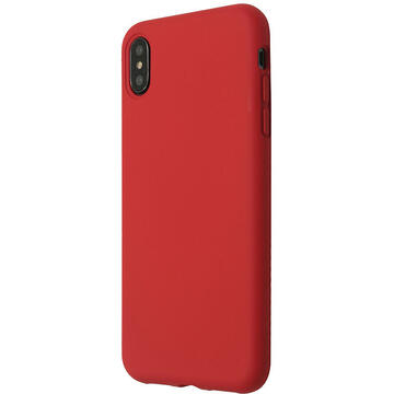 Husa Just Must Husa Silicon Pantone iPhone XS / X Red (captusit cu microfibra, colturi intarite)