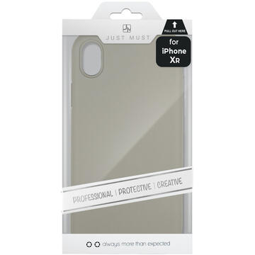 Husa Just Must Husa Silicon Pantone iPhone XR Beige (captusit cu microfibra, colturi intarite)
