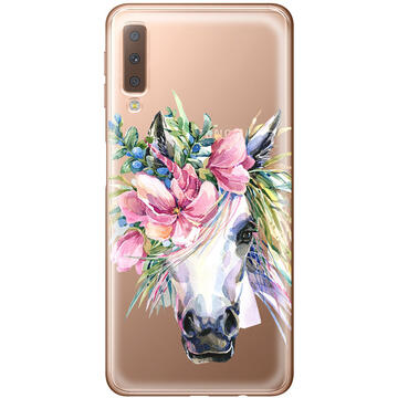 Husa Lemontti Husa Silicon Art Samsung Galaxy A7 (2018) Watercolor Unicorn