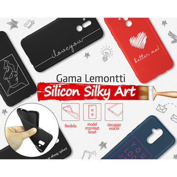 Husa Lemontti Husa Silicon Black Silky Art iPhone SE 2020 / 8 / 7 iLove You White