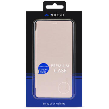 Husa Meleovo Husa Smart Flip Samsung Galaxy Note 8 Gold (spate mat perlat si fata cu aspect metalic)