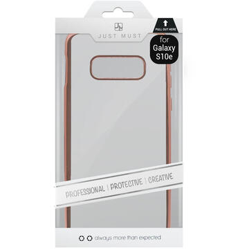 Husa Just Must Husa Silicon Mirror Samsung Galaxy S10e G970 Rose Gold (spate transparent, margini electroplacate)