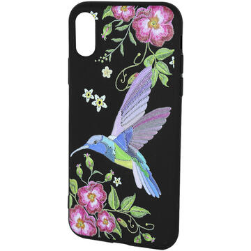 Husa Just Must Husa Silicon Printed Embroidery iPhone XS / X Colibri
