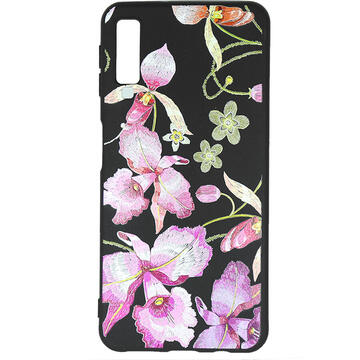 Husa Just Must Husa Silicon Printed Embroidery Samsung Galaxy A7 (2018) Pink Flowers