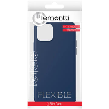Husa Lemontti Husa Silicon Soft Slim iPhone 11 Pro Dark Blue (material mat si fin, captusit cu microfibra)