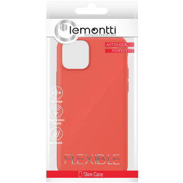 Husa Lemontti Husa Silicon Soft Slim iPhone 11 Pro Orange (material mat si fin, captusit cu microfibra)