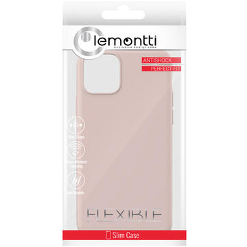 Husa Lemontti Husa Silicon Soft Slim iPhone 11 Pro Pink Sand (material mat si fin, captusit cu microfibra)
