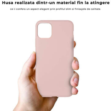 Husa Lemontti Husa Liquid Silicon iPhone 11 Pro Pink Sand (protectie 360�, material fin, captusit cu microfibra)