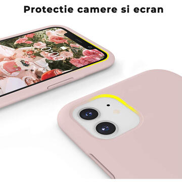 Husa Lemontti Husa Liquid Silicon iPhone 11 Pro Max Pink Sand (protectie 360�, material fin, captusit cu microfibra)