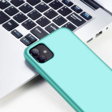 Husa Lemontti Husa Liquid Silicon iPhone 11 Pro Max Tiffany Blue (protectie 360�, material fin, captusit cu microfibra)
