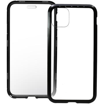 Husa Meleovo Carcasa Magnetica Dual Glass iPhone 11 Pro Black (protectie 360� din 2 piese cu inchidere magnetica)