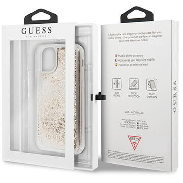 Husa Guess Husa Colectia Hearts Glitter iPhone 11 Pro Auriu