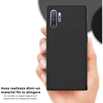 Husa Lemontti Husa Liquid Silicon Samsung Galaxy Note 10 Plus Black (protectie 360�, material fin, captusit cu microfibra)
