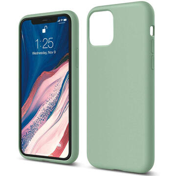 Husa Lemontti Husa Liquid Silicon iPhone 11 Pro Max Light Green (protectie 360�, material fin, captusit cu microfibra)