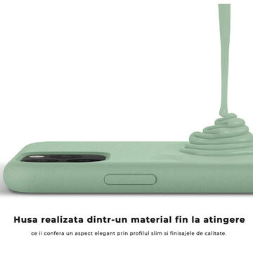 Husa Lemontti Husa Liquid Silicon iPhone 11 Pro Max Light Green (protectie 360�, material fin, captusit cu microfibra)