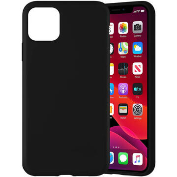 Husa Lemontti Husa Liquid Silicon iPhone 11 Pro Max Black (protectie 360�, material fin, captusit cu microfibra)