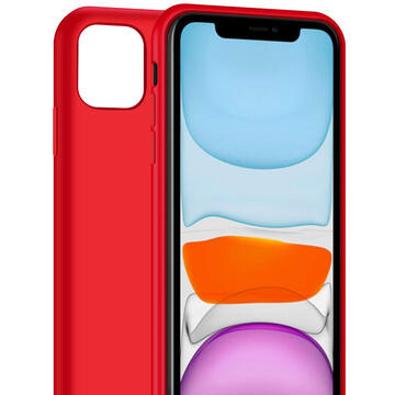 Husa Lemontti Husa Liquid Silicon iPhone 11 Pro Max Red (protectie 360�, material fin, captusit cu microfibra)