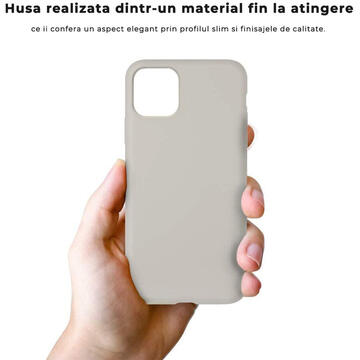 Husa Lemontti Husa Liquid Silicon iPhone 11 Stone (protectie 360�, material fin, captusit cu microfibra)
