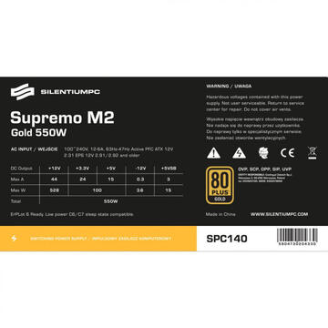 Sursa SilentiumPC 550W, Supremo M2 Series, 80 PLUS Gold