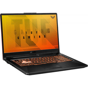 Notebook ASUS Gaming 17.3'' TUF A17 FA706IU, FHD 120Hz, Procesor AMD Ryzen™ 7 4800H (8M Cache, up to 4.20 GHz), 8GB DDR4, 512GB SSD, GeForce GTX 1660 Ti 6GB, No OS, Bonfire Black