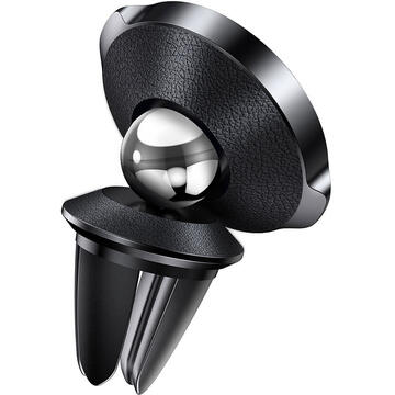 Baseus Suport Auto Small Ears Magnetic Black (piele naturala, rotatie 360�, prindere la sistemul de ventilatie)