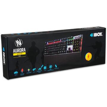 Tastatura iBOX Aurora K-4 Tastatura, USB, Cu fir, Negru, 108 taste