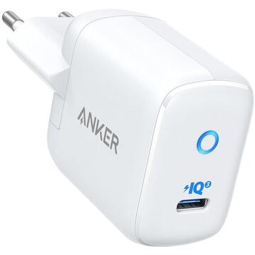 Incarcator de retea Anker PowerPort III Mini USB-C 30W PIQ 3.0 Power Delivery, Alb-Gri