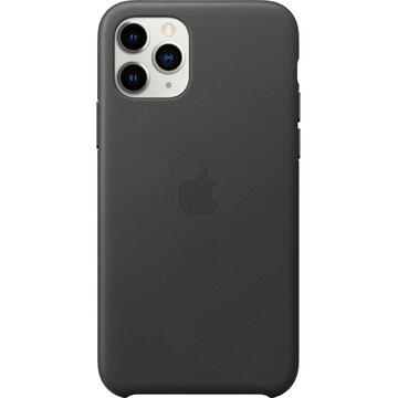 Husa Husa originala din Piele Neagra pentru Apple iPhone 11 Pro