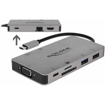 DeLOCK USB-C Docking Station 4K - HDMI / VGA / SD / USB 3.1 / LAN / PD 3.0