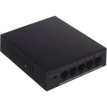 Switch Dahua Europe PFS3005-4P-58 network switch Unmanaged L2 Fast Ethernet (10/100) Black Power over Ethernet (PoE)