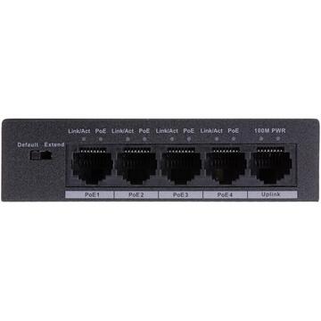 Switch Dahua Europe PFS3005-4P-58 network switch Unmanaged L2 Fast Ethernet (10/100) Black Power over Ethernet (PoE)