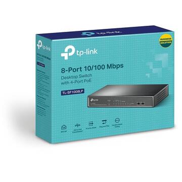 Switch TP-LINK TL-SF1008LP network switch Unmanaged Fast Ethernet (10/100) Black Power over Ethernet (PoE)