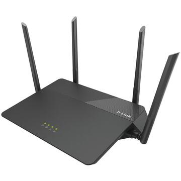 Router wireless ROUTER D-LINK wireless 1900Mbps, 4 porturi Gigabit, 4 antene externe, Dual Band AC1900 (1300/600Mbps), AC SmartBeam, MU-MIMO, black "DIR-878"  (include timbru verde 1 leu)