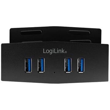LogiLink USB 3.0 4-port Hub, Monitor mountable, alu "UA0348"
