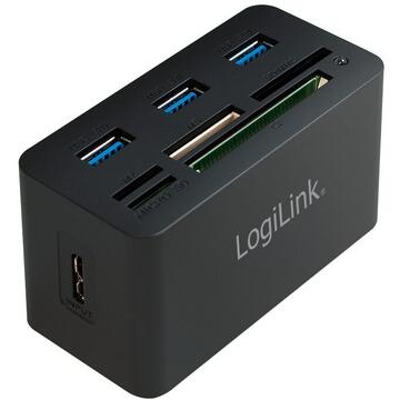 HUB extern LOGILINK, porturi USB: USB 3.0 x 3, conectare prin USB 3.0, alte porturi: SD, MicroSD, M2, MS Duo/Pro, CF, negru, "CR0042" (include timbru verde 0.5 lei)