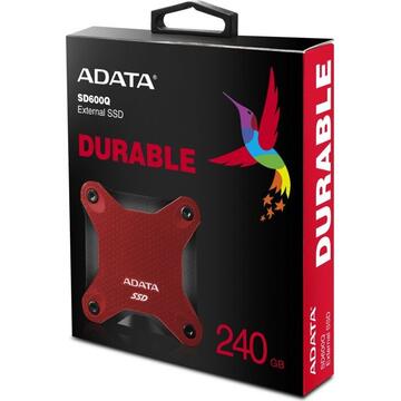 SSD Extern ADATA SD600Q 240 GB External Solid State Drive (Red, USB 3.2 Gen1 (Micro-USB))