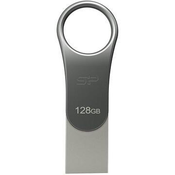 Memorie USB Silicon Power Mobile C80 USB flash drive 128 GB USB Type-A / USB Type-C 3.0 (3.1 Gen 1) Titanium