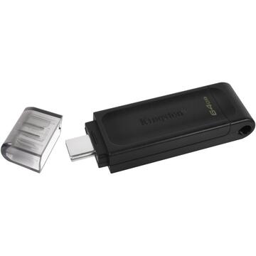 Memorie USB Kingston DataTraveler 70 USB flash drive 64 GB USB Type-C 3.2 Gen 1 (3.1 Gen 1) Black