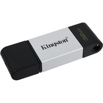 Memorie USB Kingston DataTraveler 80 USB flash drive 32 GB USB Type-C 3.2 Gen 1 (3.1 Gen 1) Black,Silver