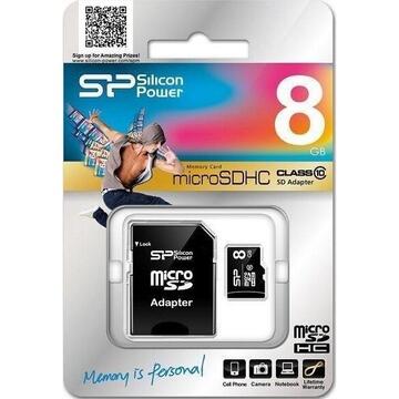 Card memorie Silicon Power SP008GBSTH010V10 memory card 8 GB MicroSDHC Class 10