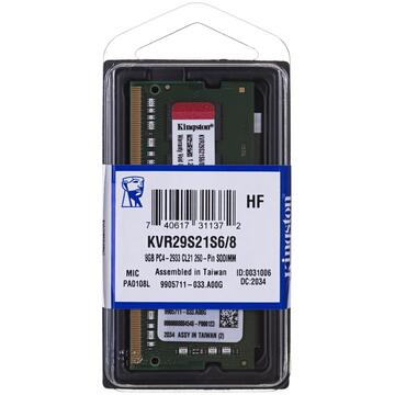 Memorie laptop Kingston Technology KVR29S21S6/8 memory module 8 GB 1 x 8 GB DDR4 2933 MHz