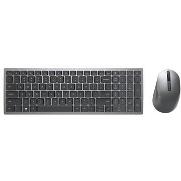 Tastatura Dell Multi-Device Wireless Keyboard and Mouse Combo KM7120W US Titan Gray, USB, Fara fir, Rozolutie 1600 dpi