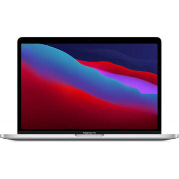 Notebook MacBook Pro 13 Retina with Touch Bar, Apple M1 chip (8-core CPU), 8GB, 256GB SSD, Apple M1 8-core GPU, macOS Big Sur, Silver, RO keyboard