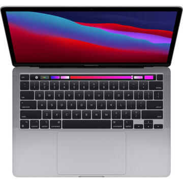 Notebook MacBook Pro 13 Retina with Touch Bar, Apple M1 chip (8-core CPU), 8GB, 512GB SSD, Apple M1 8-core GPU, macOS Big Sur, Space Grey, RO keyboard