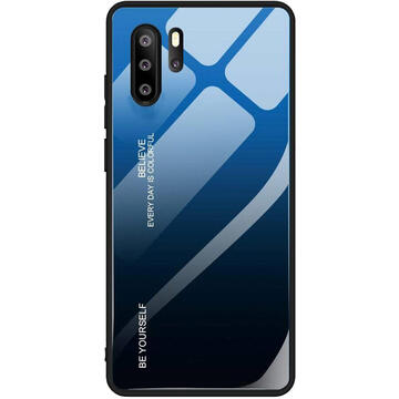 Husa STAR Husa Capac Spate Gradient Glass Durable Cover With Tempered Glass Black-Blue Multicolor HUAWEI P30 Pro