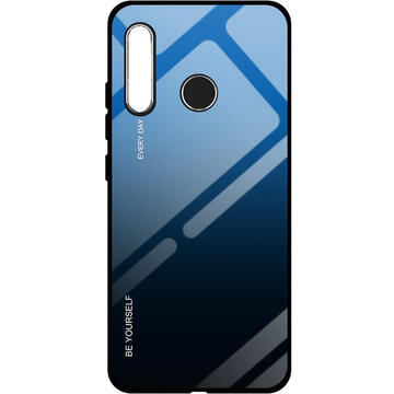 Husa STAR Husa Capac Spate Gradient Glass Durable Cover With Tempered Glass Black-Blue Multicolor Huawei P30 Lite