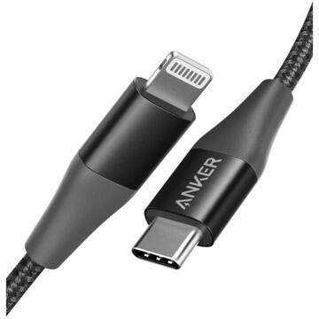 Anker USB-C - Lightning MFI PowerLine+ II 0.9m Negru