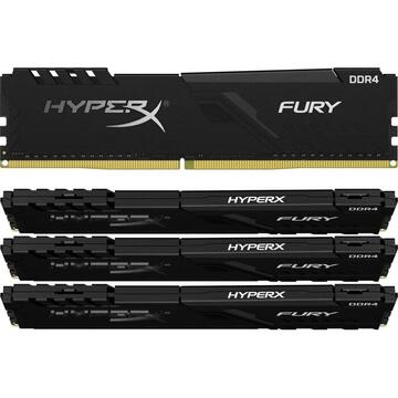 Memorie Kingston HyperX DDR4 - 128 GB -3000 - CL - 16 - Quad Kit, Fury Black (black, HX430C16FB3K4 / 128)