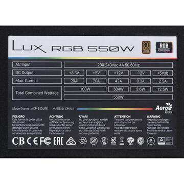 Sursa Aerocool Lux RGB 550M power supply unit 550 W Black